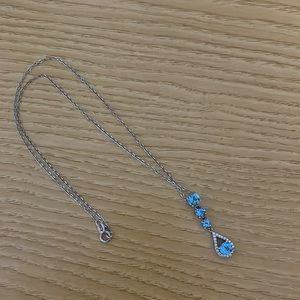 Blue gemstone drop necklace
